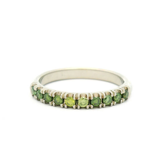 18k White Half Eternity Band with 0.24cts Enhanced Green Diamonds