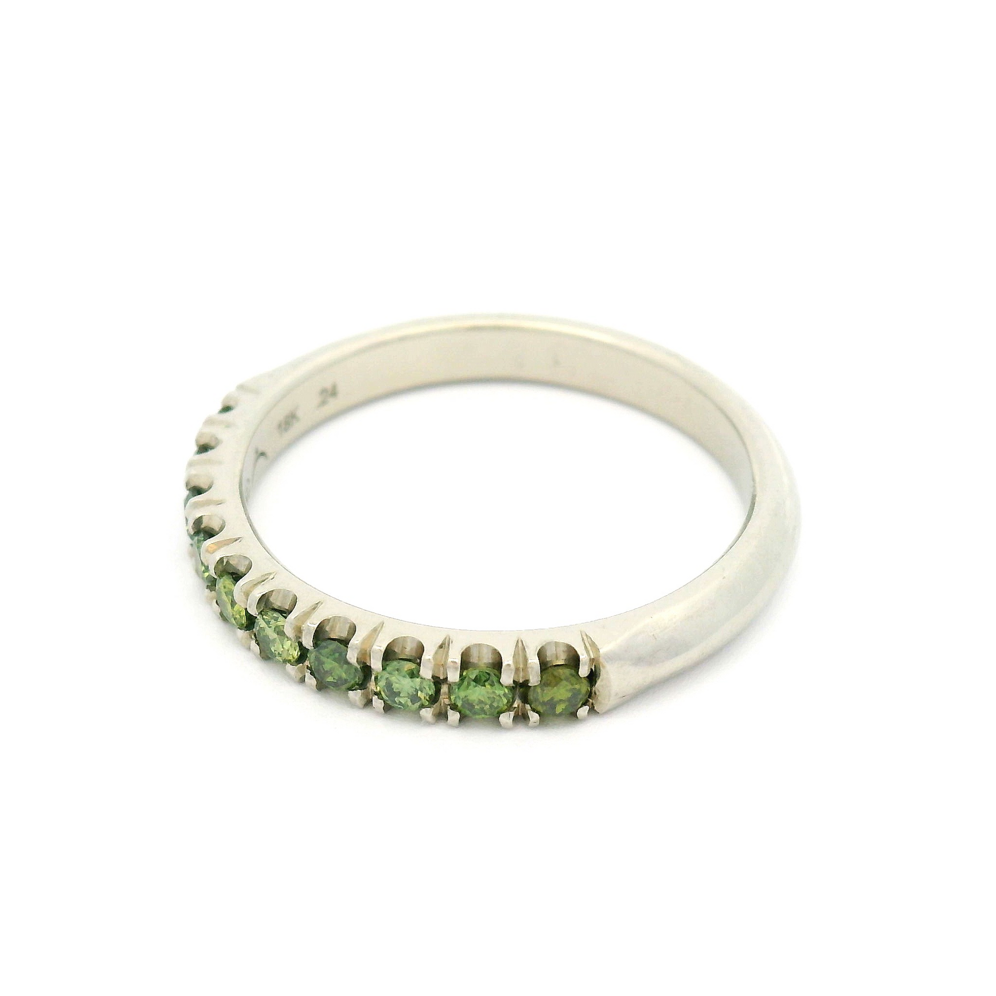 18k White Half Eternity Band with 0.24cts Enhanced Green Diamonds