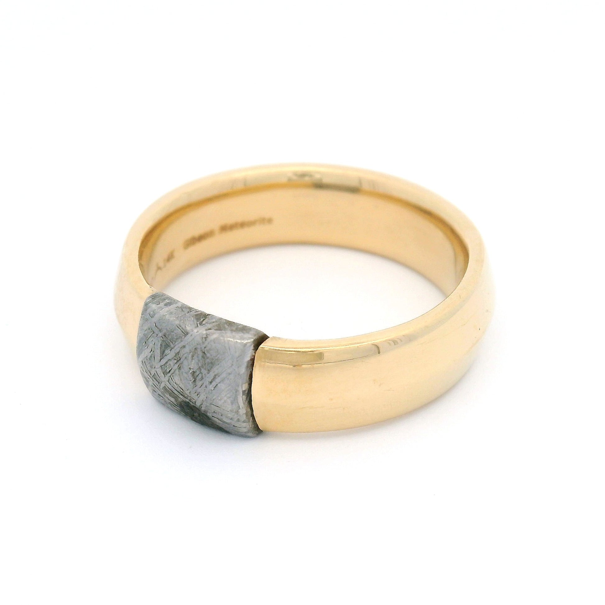 14k Yellow Band with Gibeon Meteorite Section