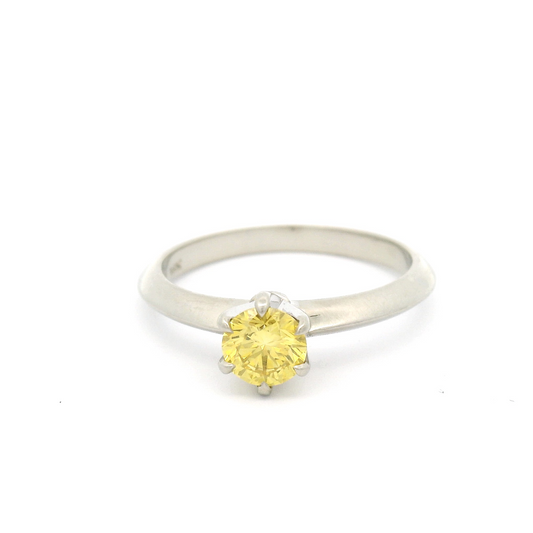 14k White Solitaire with 0.50ct Yellow Diamond