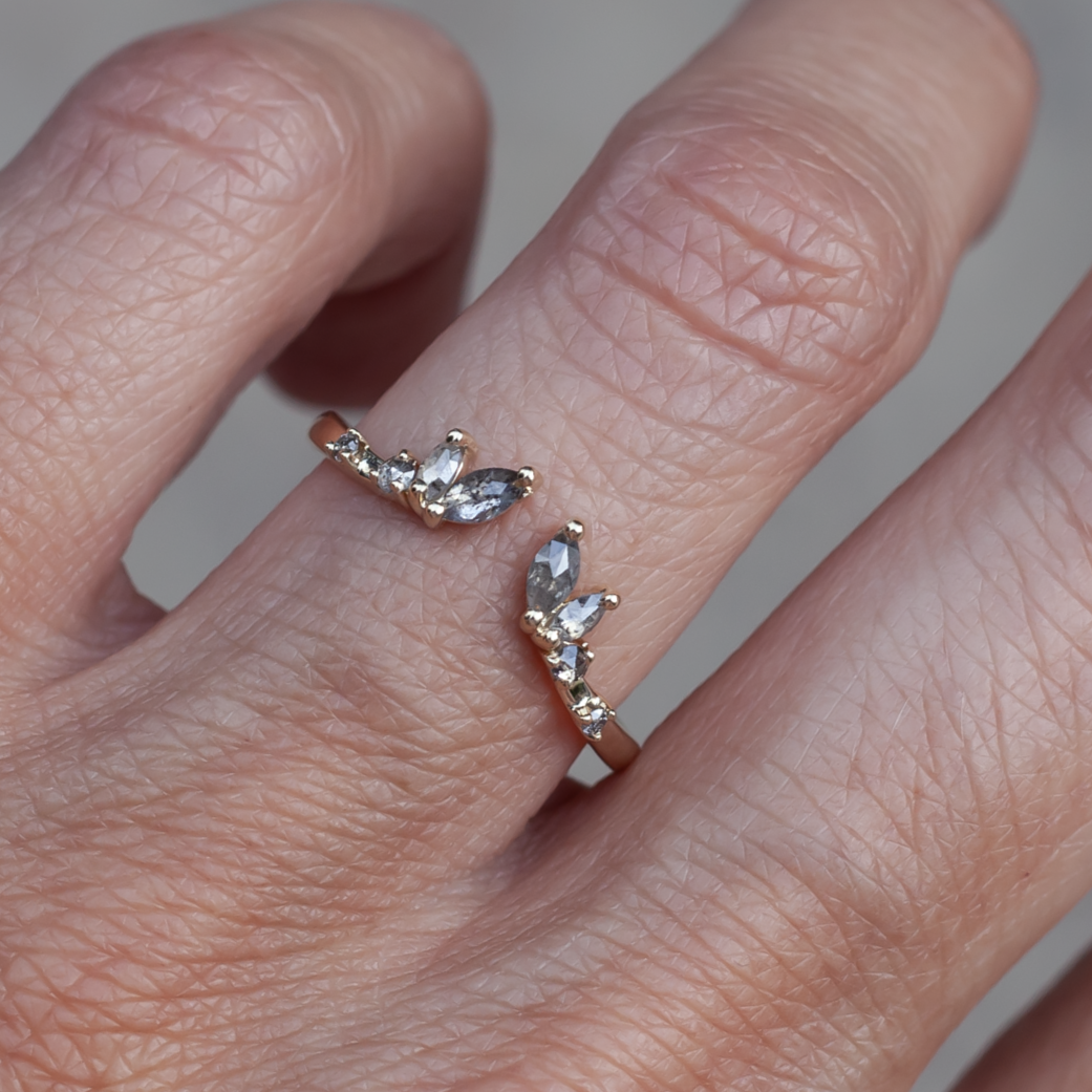 14k Yellow Open Band with 0.30cts Salt & Pepper Mixed Cut Diamonds