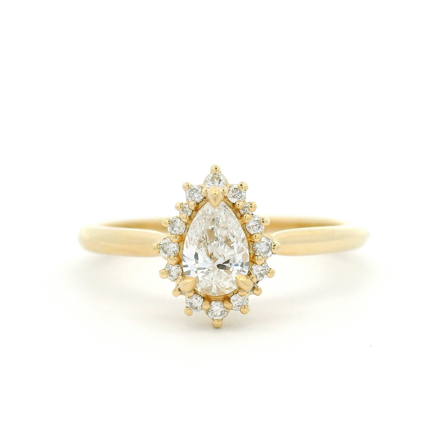 10k Yellow Engagement Ring with 0.31ct Lab-Grown Pear-Cut Diamond and Accent Lab Diamond Halo