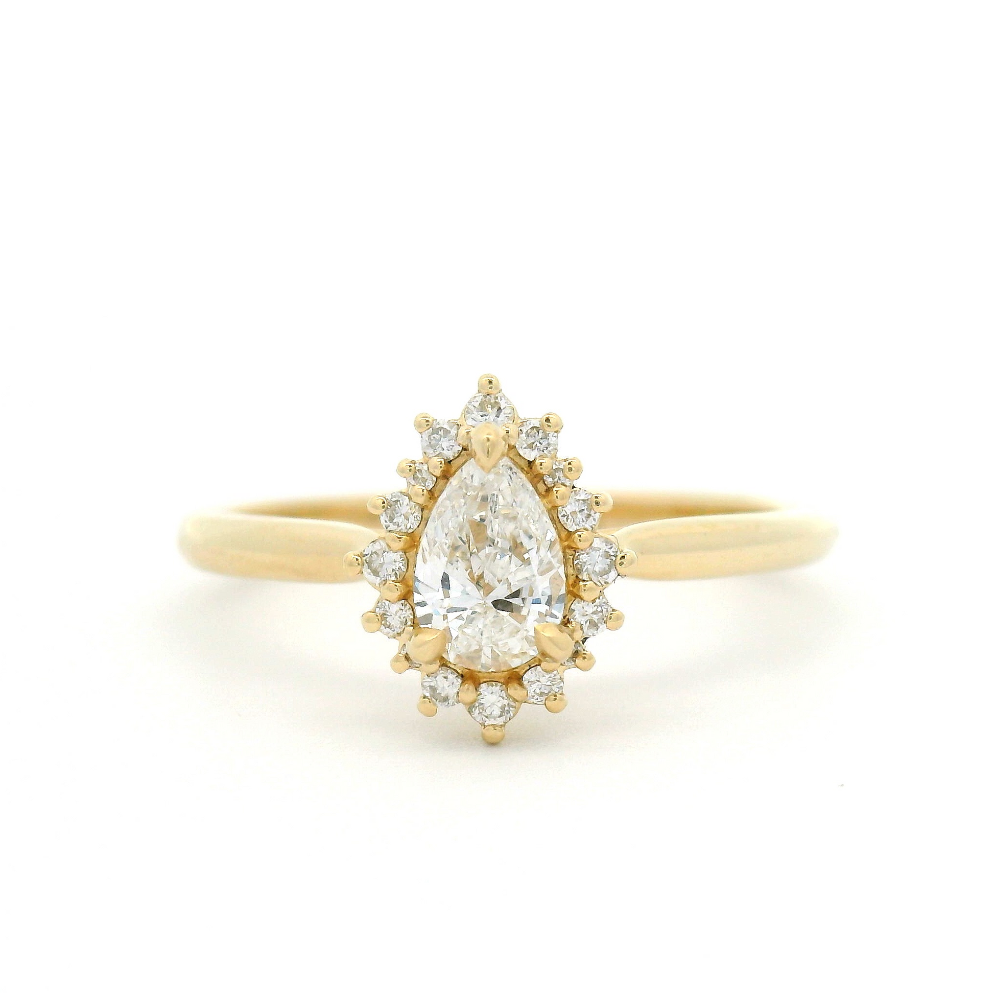10k Yellow Engagement Ring with 0.31ct Lab-Grown Pear-Cut Diamond and Accent Lab Diamond Halo