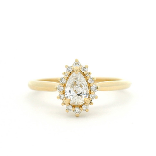 10k Yellow Engagement Ring with 0.31ct Lab-Grown Pear-Cut Diamond and Accent Lab Diamond Halo