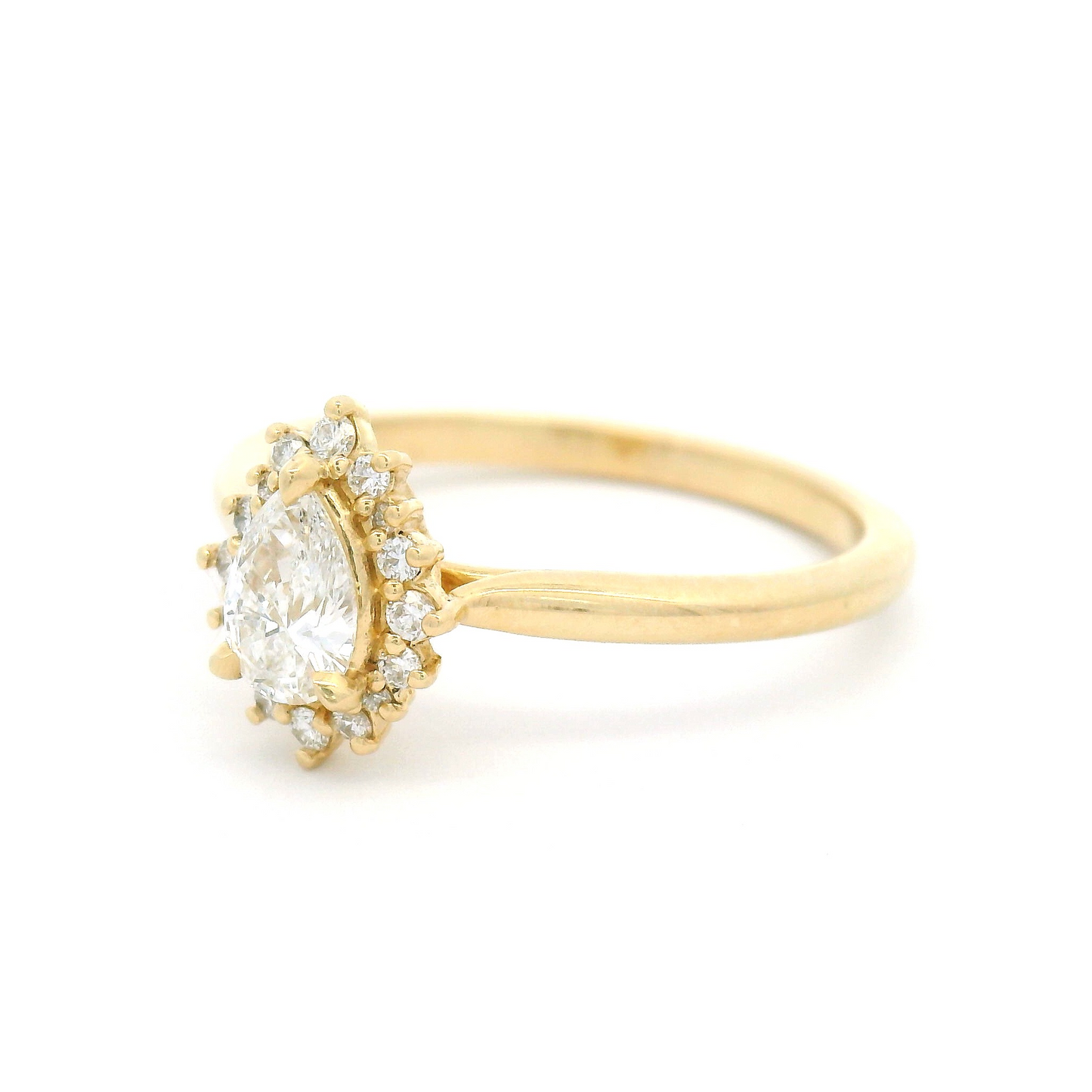 10k Yellow Engagement Ring with 0.31ct Lab-Grown Pear-Cut Diamond and Accent Lab Diamond Halo