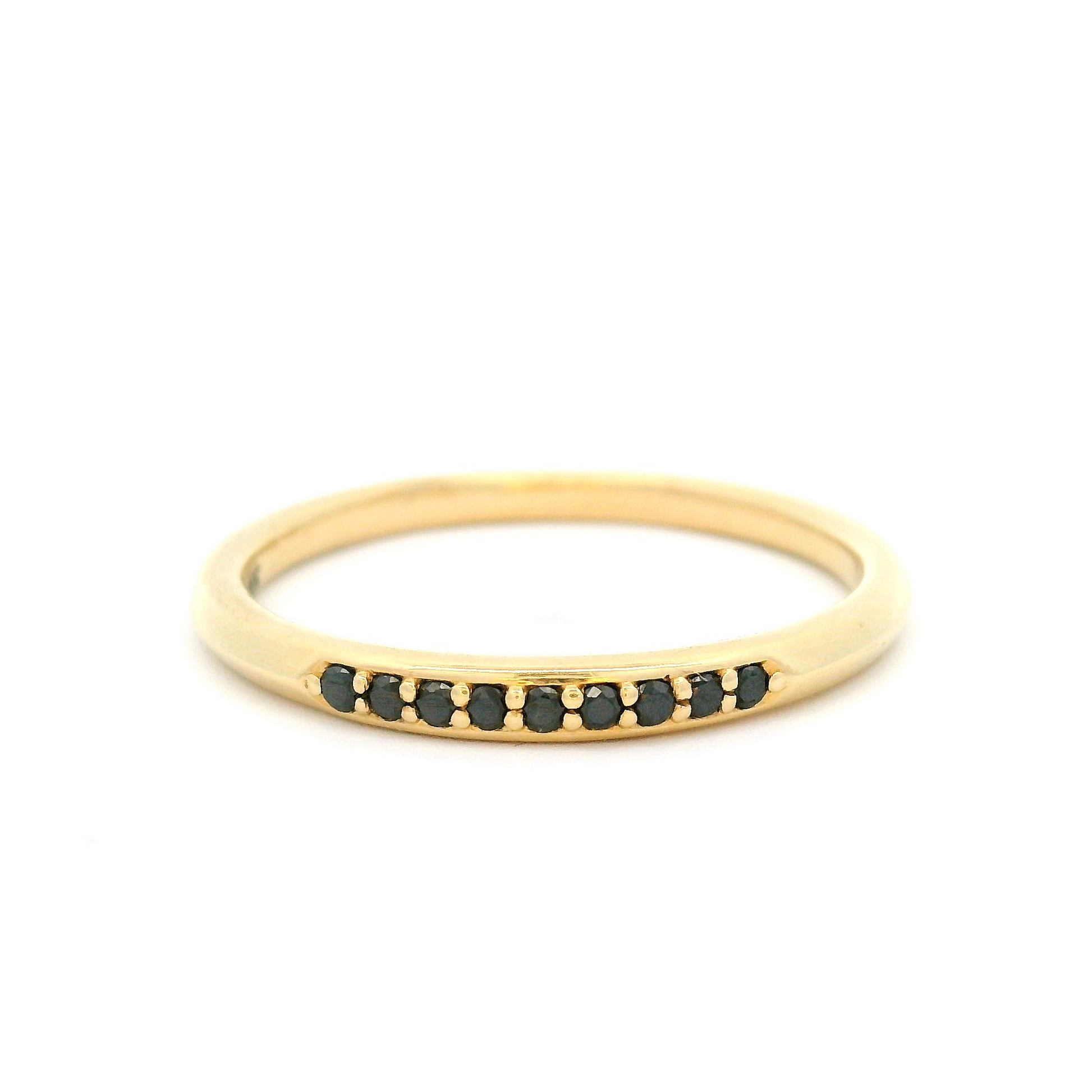 14k Yellow Knife Edge Band with 9 Black Diamonds