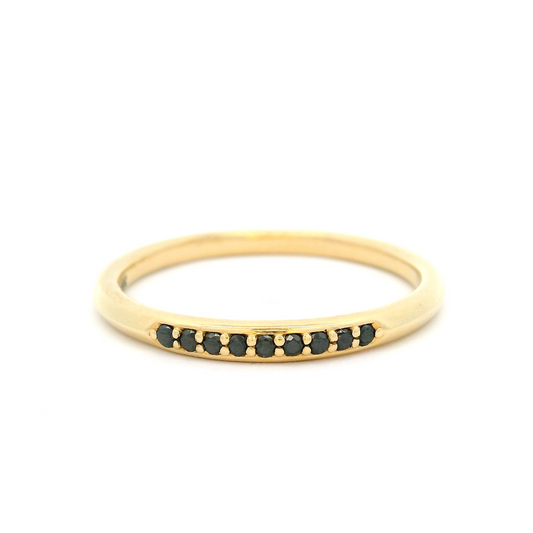 14k Yellow Knife Edge Band with 9 Black Diamonds