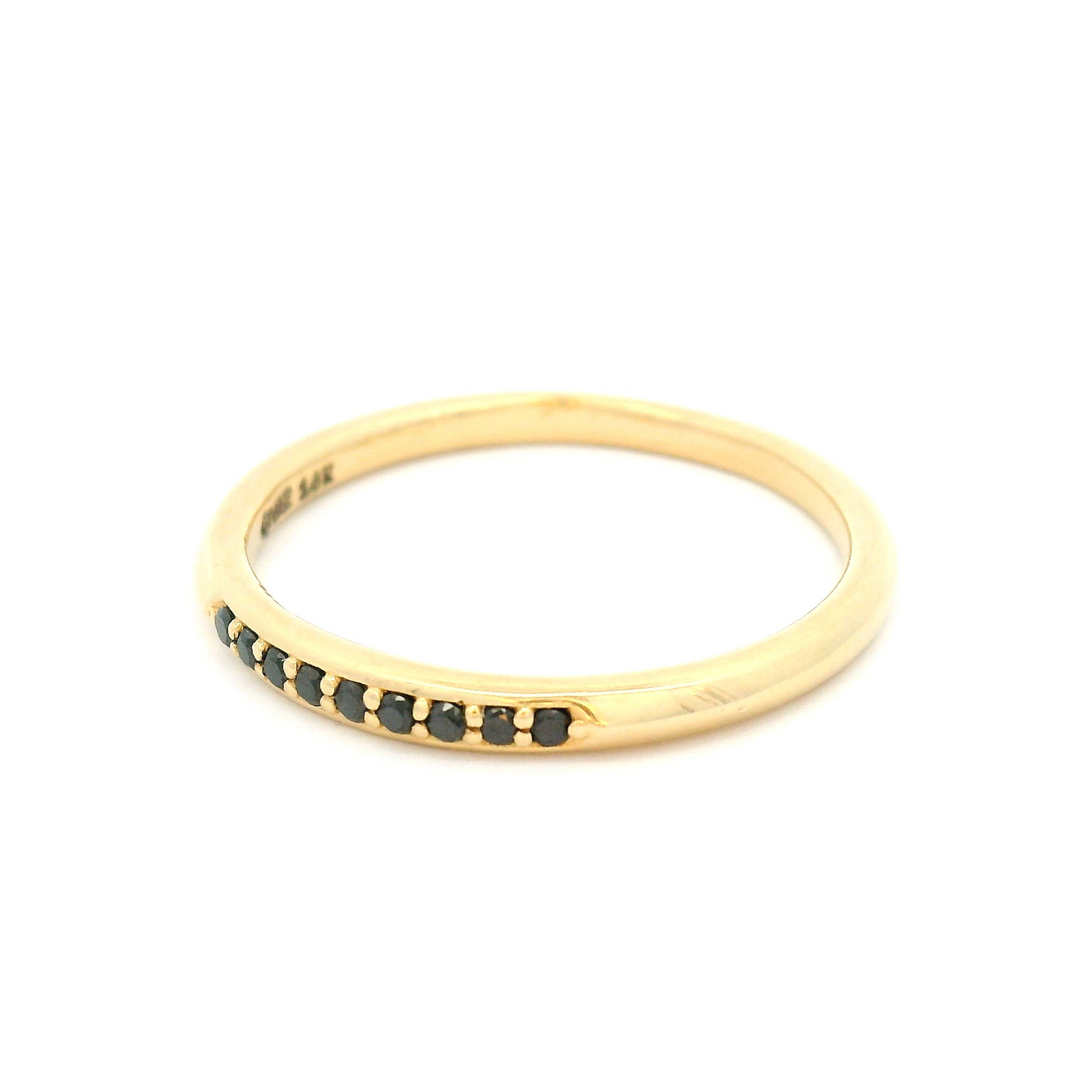 14k Yellow Knife Edge Band with 9 Black Diamonds