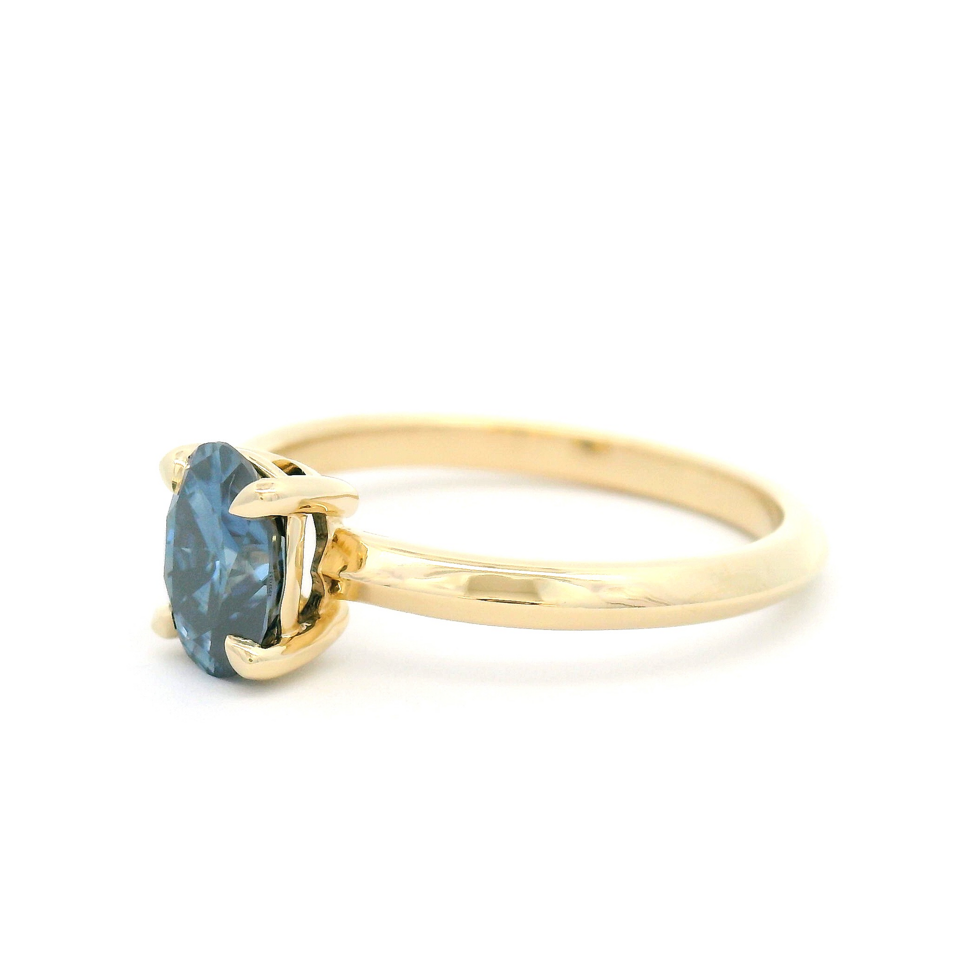 10k Yellow Solitaire with 0.82ct Oval-Cut Blue Moissanite