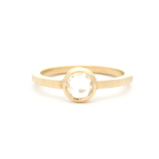 10k Yellow Bezel-Set Solitaire with 0.50ct White Rose-Cut Sapphire