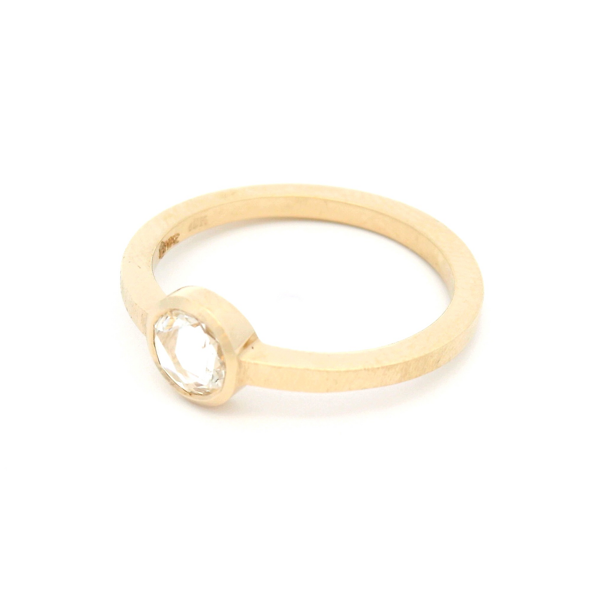 10k Yellow Bezel-Set Solitaire with 0.50ct White Rose-Cut Sapphire
