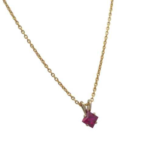 Ruby Necklace with Gold Chain