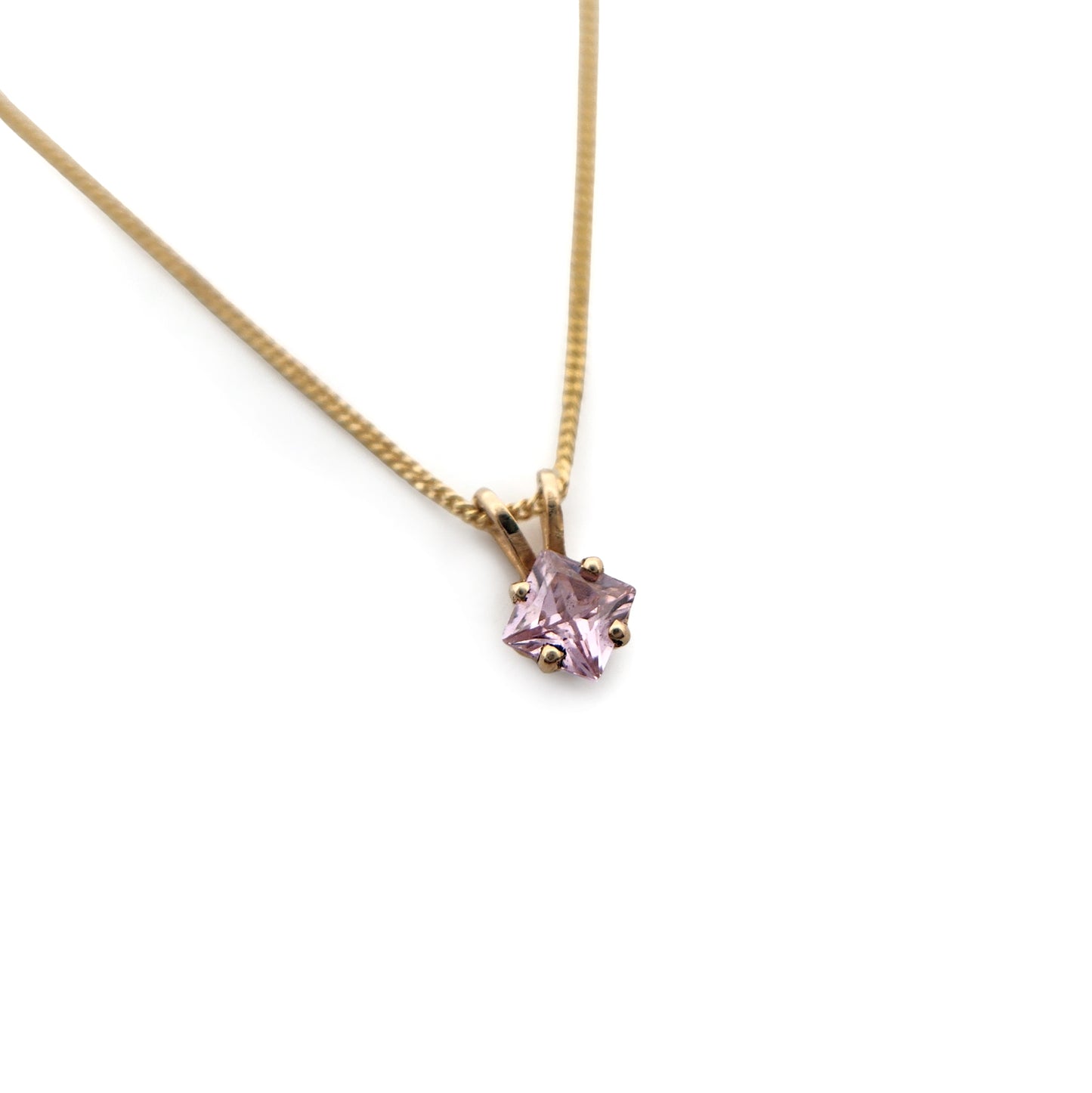 Square-Cut Pink Topaz Necklace