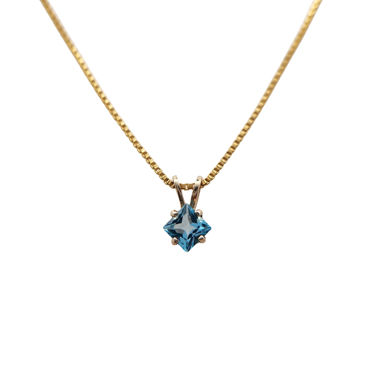 Square-Cut Blue Topaz Necklace