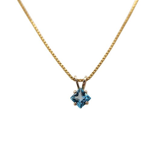 Square-Cut Blue Topaz Necklace