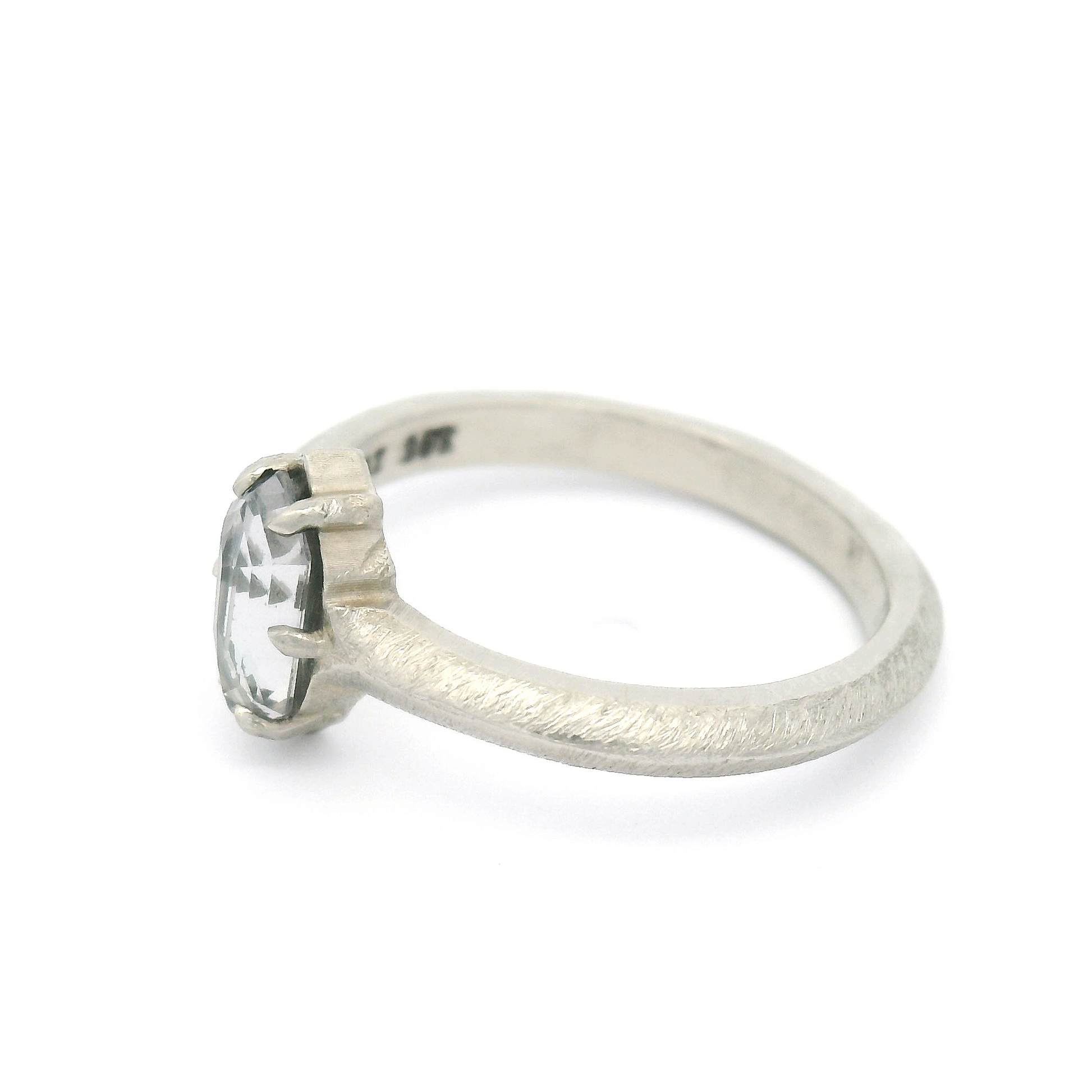 10k White Solitaire with 0.50ct Grey Rose-Cut Spinel