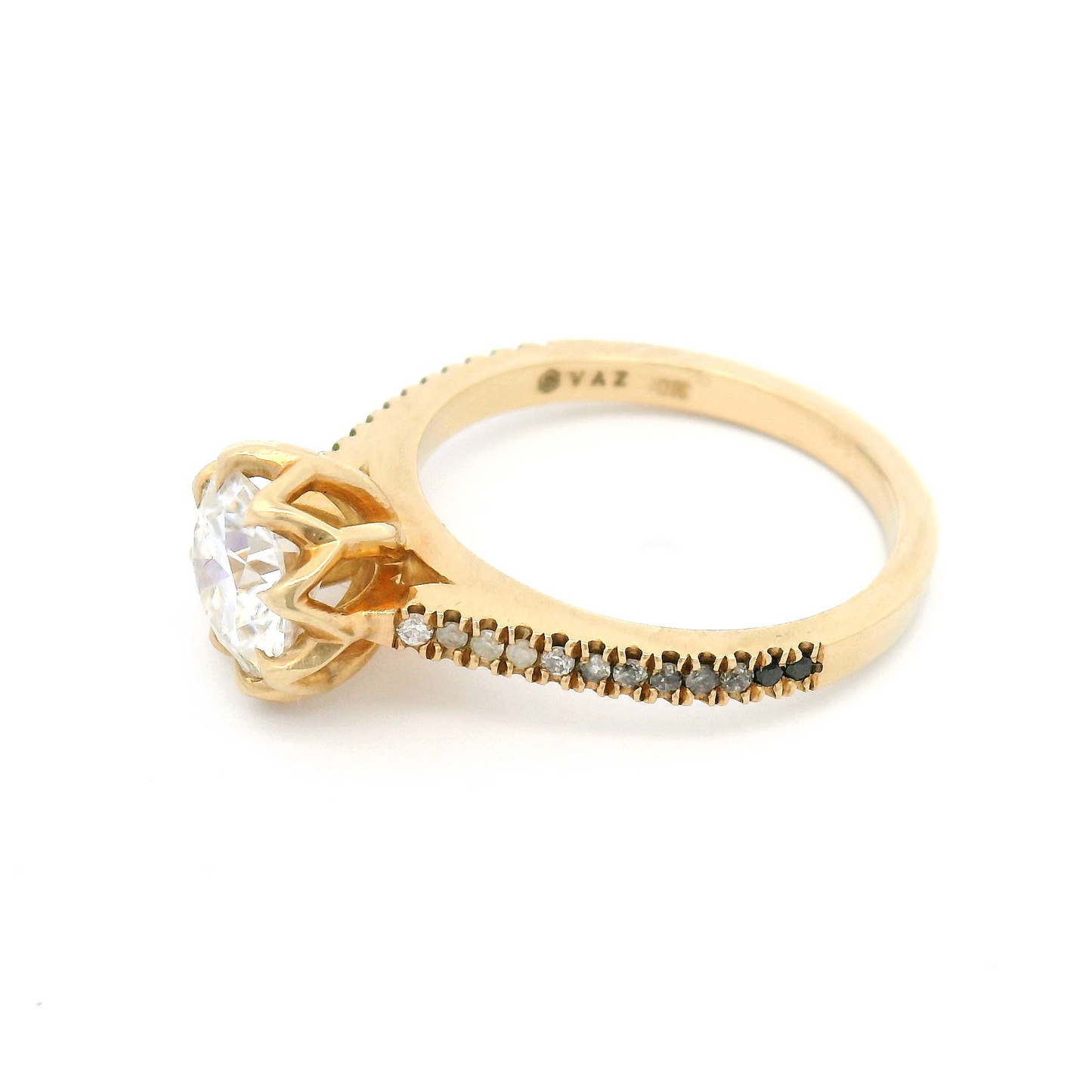10k Yellow Engagement Ring with 1.25ct Moissanite and Accent Diamonds