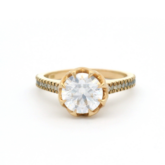 10k Yellow Engagement Ring with 1.25ct Moissanite and Accent Diamonds