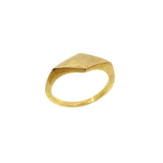 Tapered Brass Diamond Signet Ring