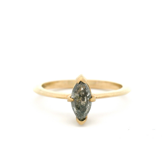 14k Yellow Solitaire with 0.44ct Salt & Pepper Marquise Diamond