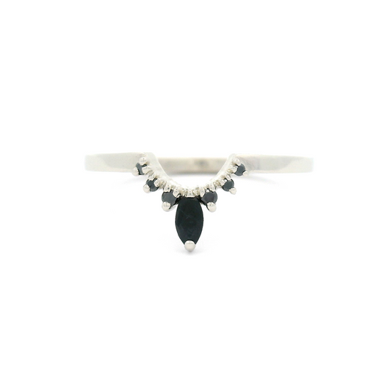 10k White Contour Band with Black Spinels