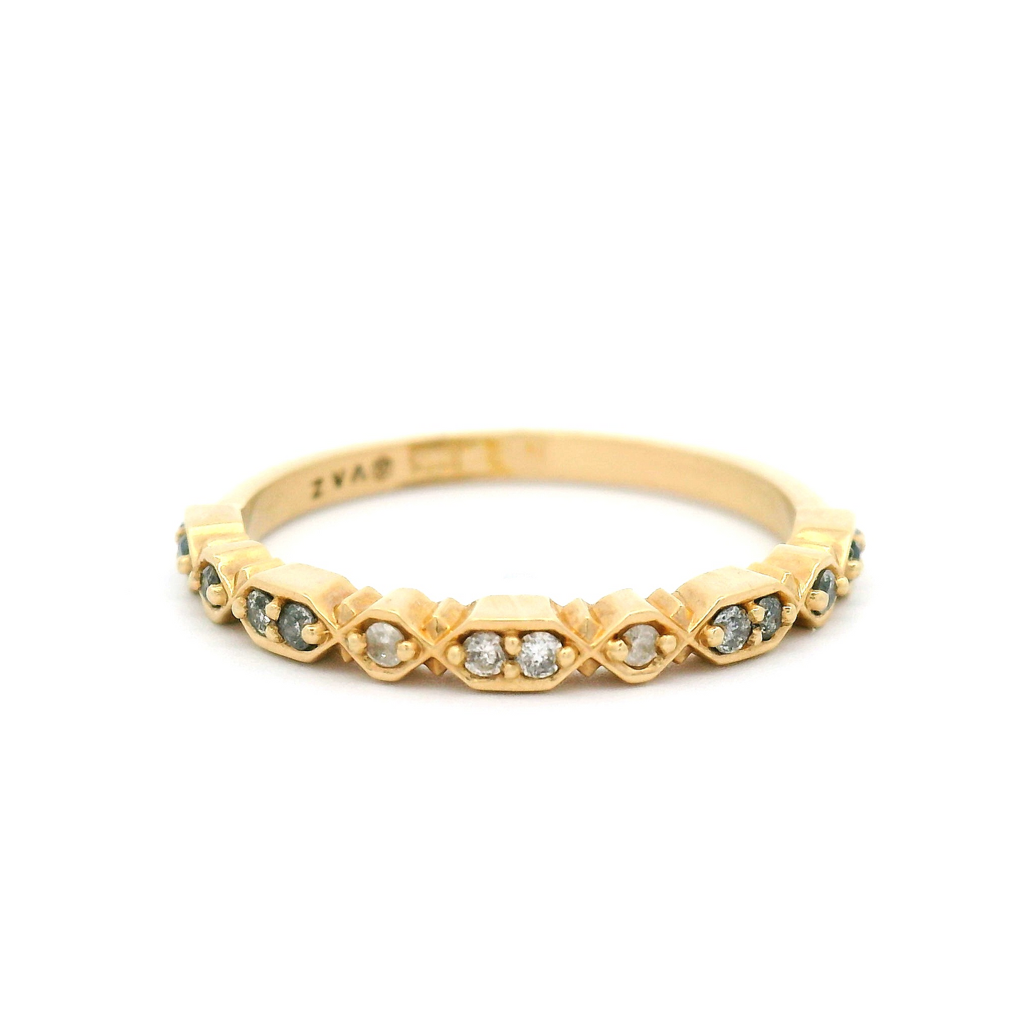 10k Yellow Deco Ombre Band with Bead-Set Diamonds