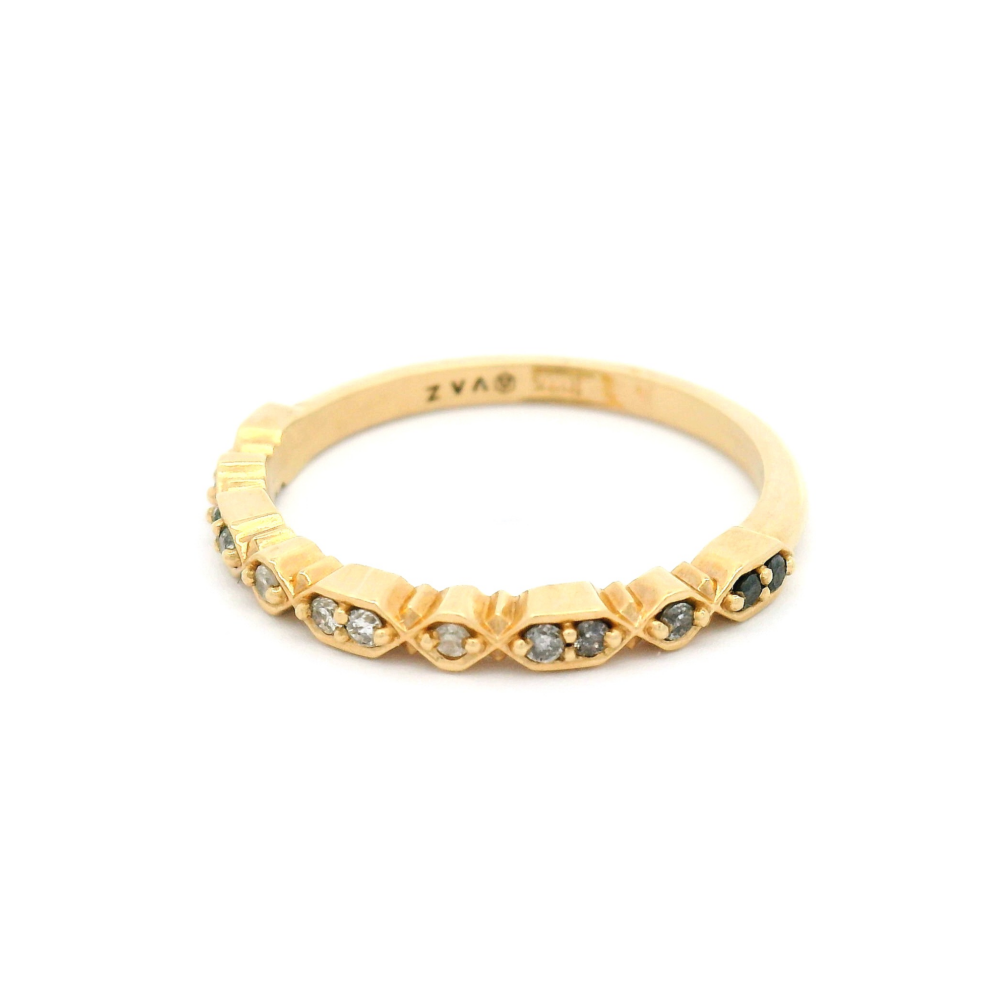 10k Yellow Deco Ombre Band with Bead-Set Diamonds