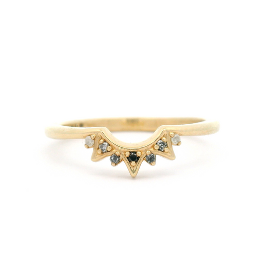 10k Yellow Contour Band with Ombre Diamonds