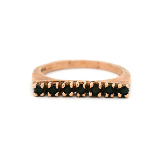 10k Rose Textured Band with 9 Black Spinels