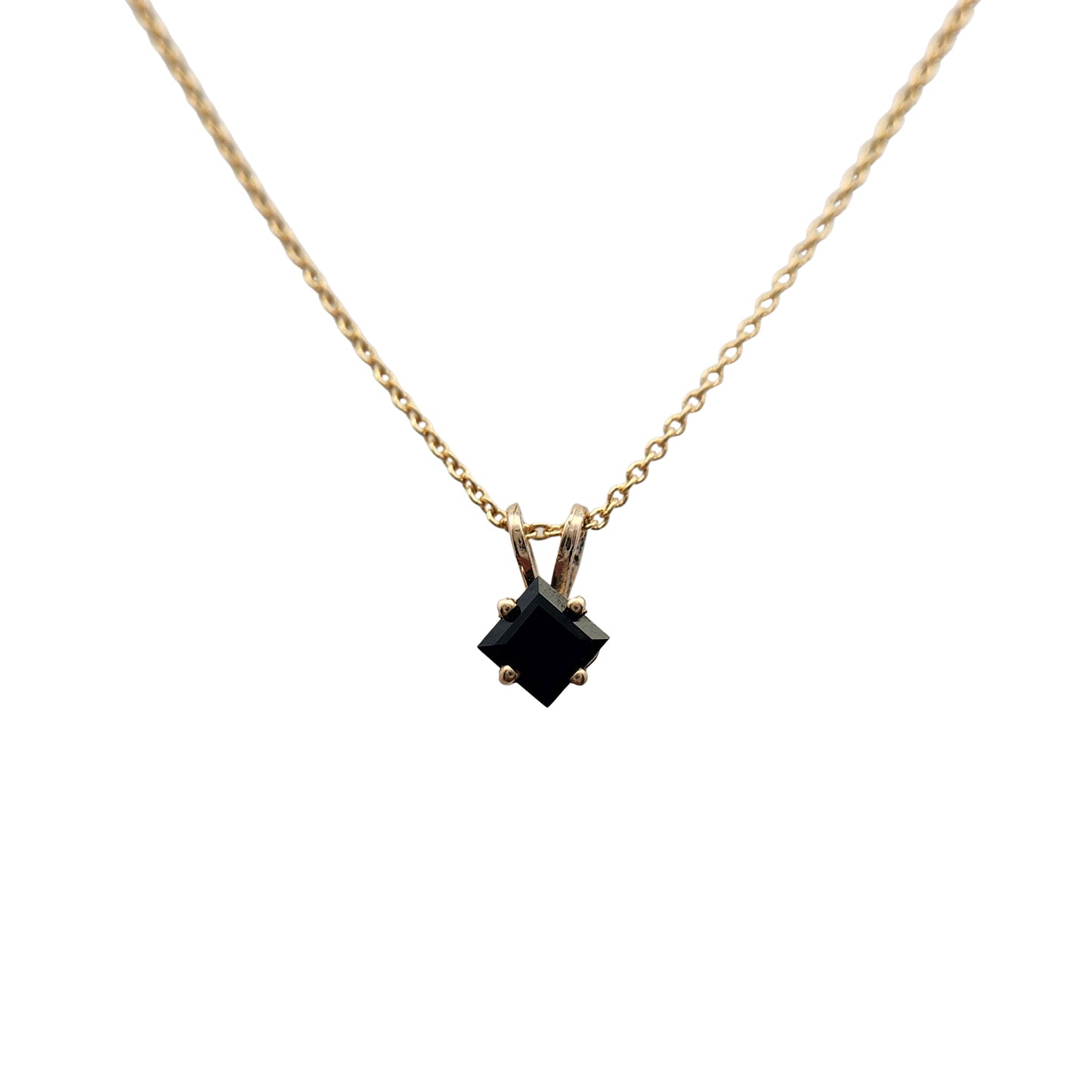 Square-Cut Black Spinel Necklace