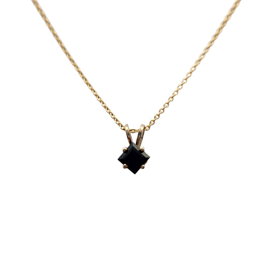 Square-Cut Black Spinel Necklace
