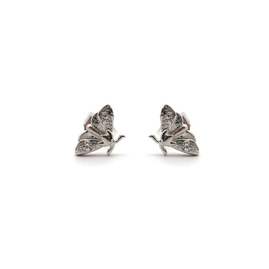 White Sapphire Mini Moth Studs
