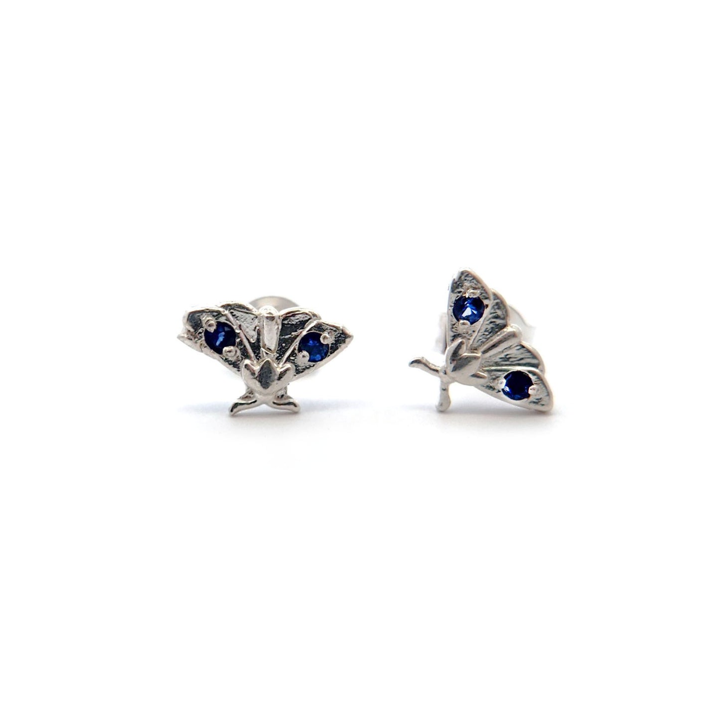 Blue Sapphire Mini Moth Studs