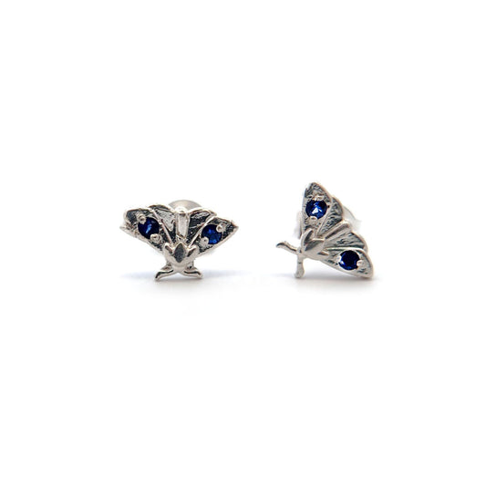 Blue Sapphire Mini Moth Studs