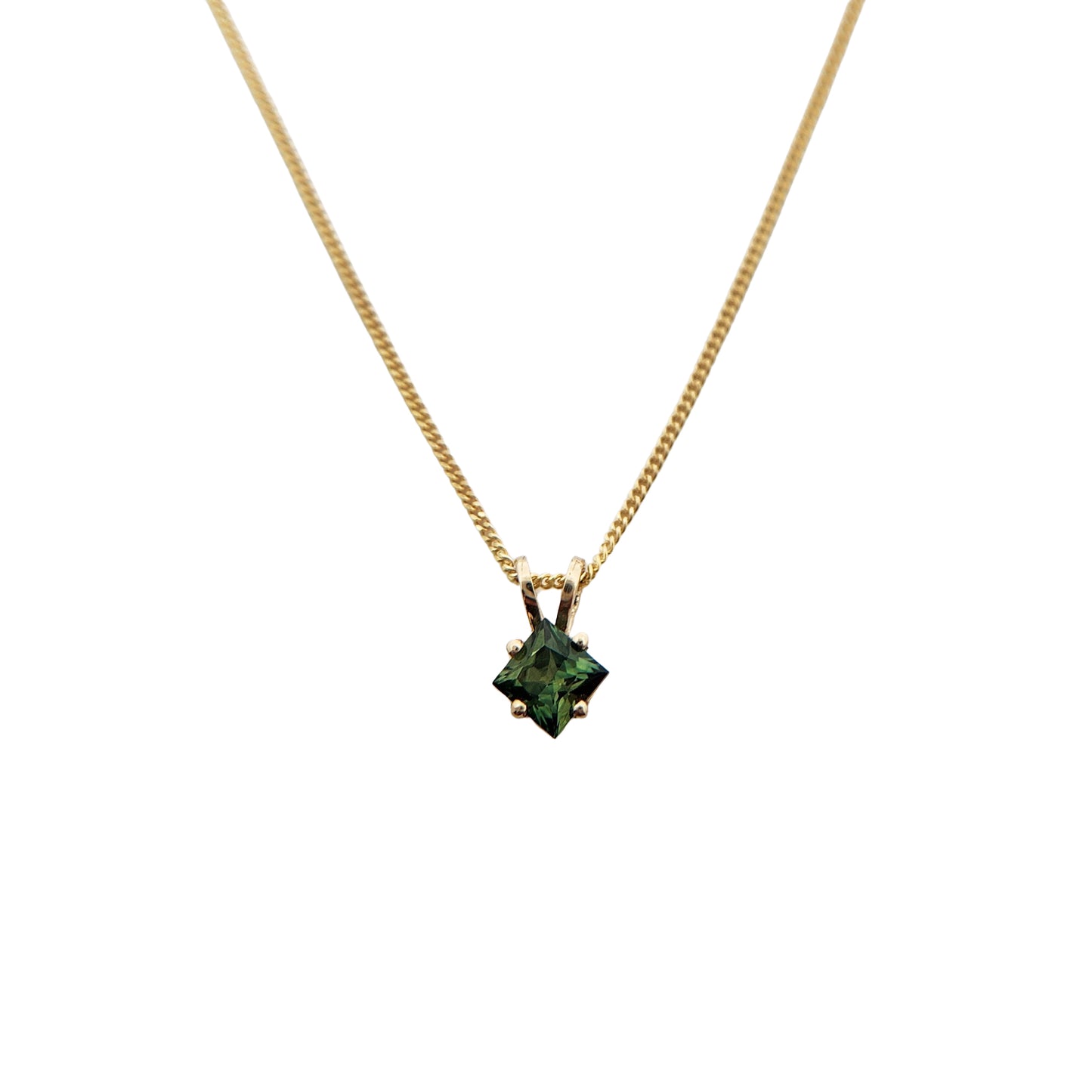Square-Cut Green Sapphire Necklace