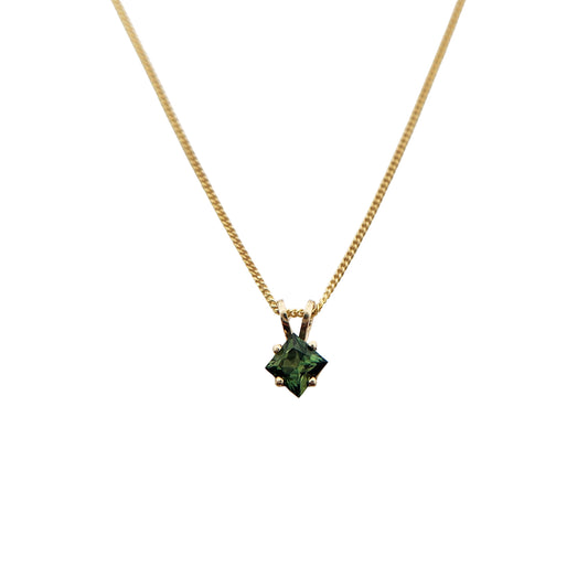 Square-Cut Green Sapphire Necklace