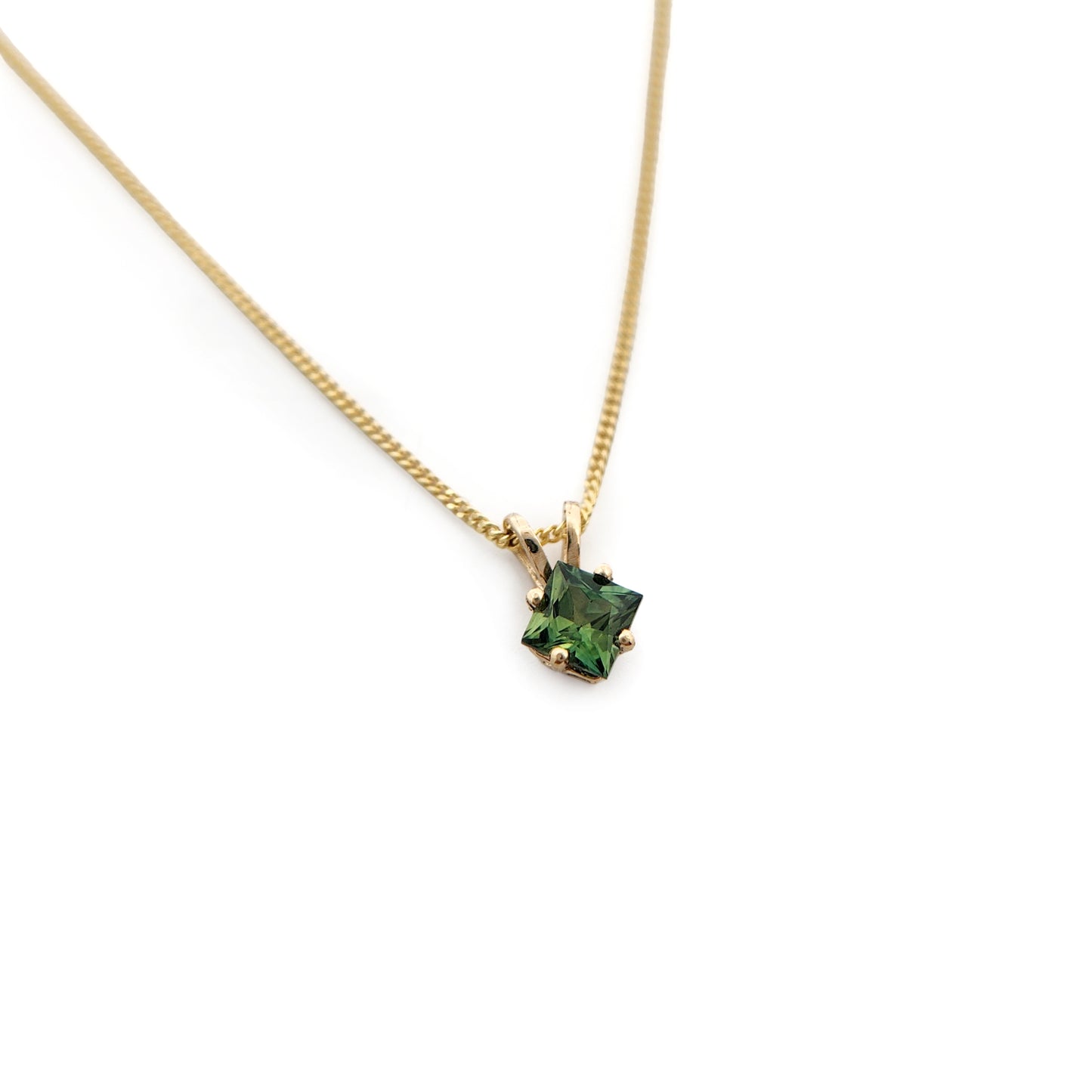 Square-Cut Green Sapphire Necklace