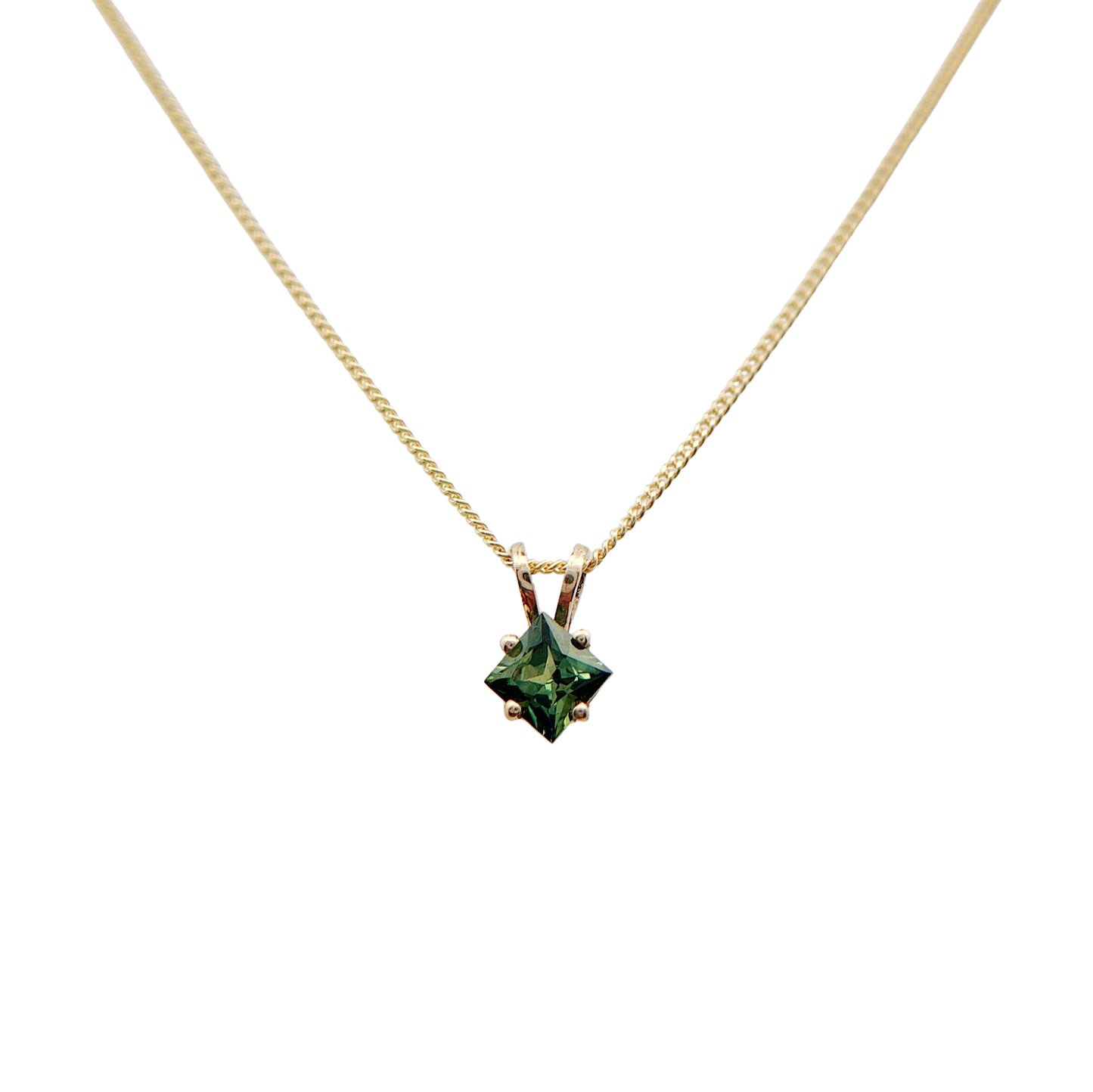 Square-Cut Green Sapphire Necklace