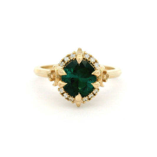 10k Yellow Ring with 1.15ct Green Tourmaline and Accent White Sapphires