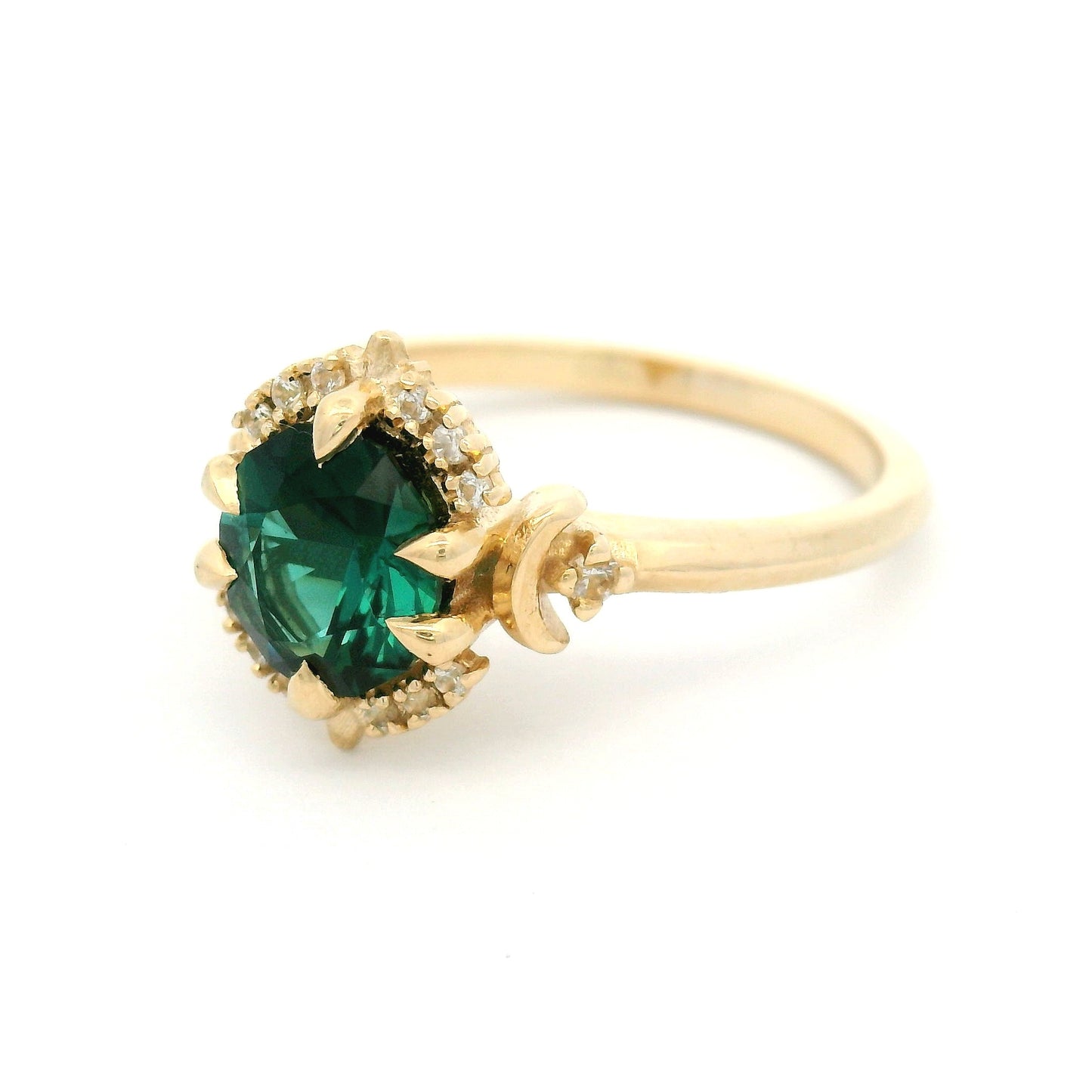 10k Yellow Ring with 1.15ct Green Tourmaline and Accent White Sapphires