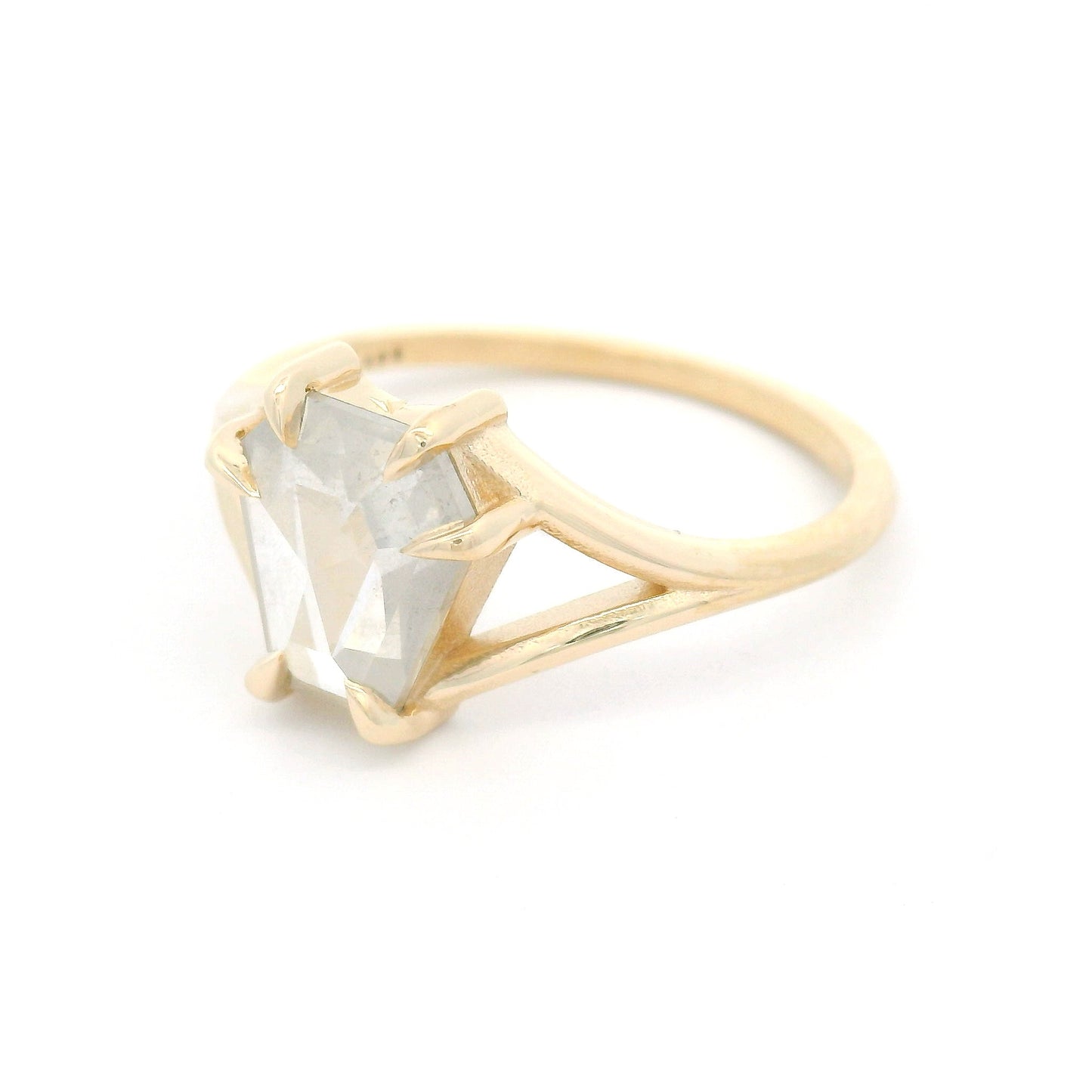 10k Yellow Solitaire with 1.14ct Shield-Shaped Rose-Cut Diamond