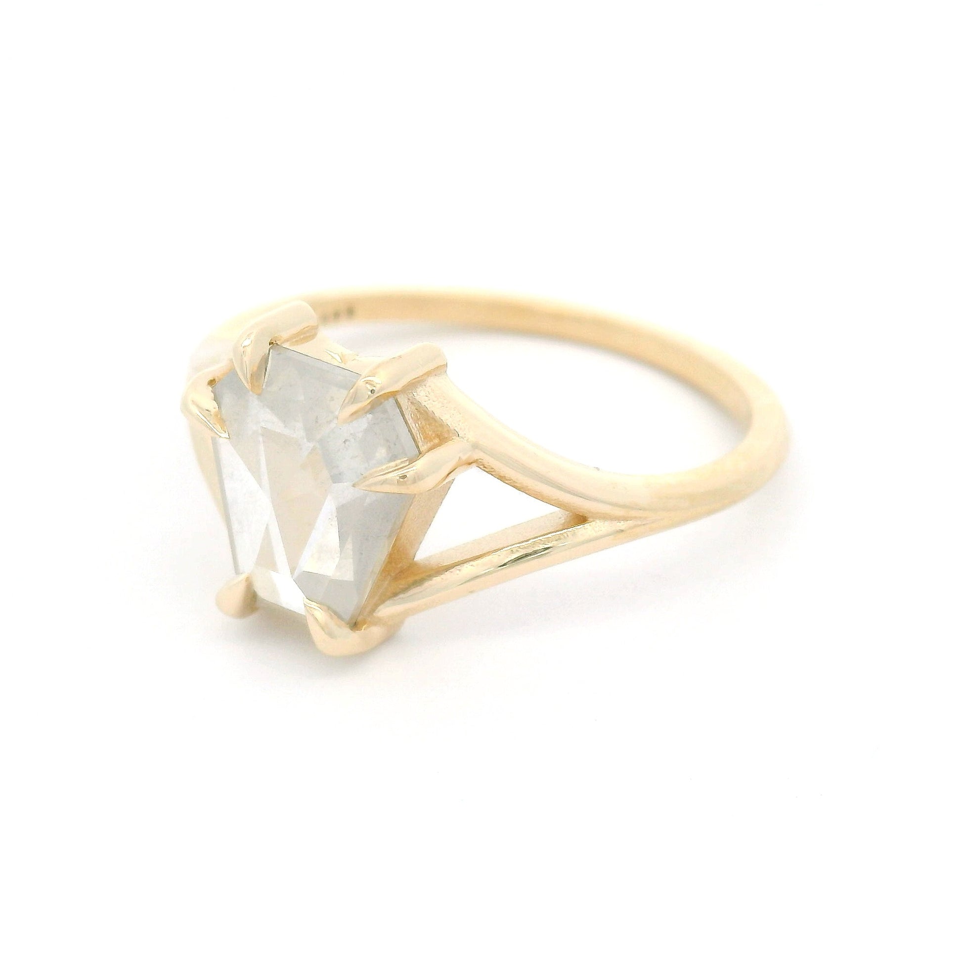 10k Yellow Solitaire with 1.14ct Shield-Shaped Rose-Cut Diamond