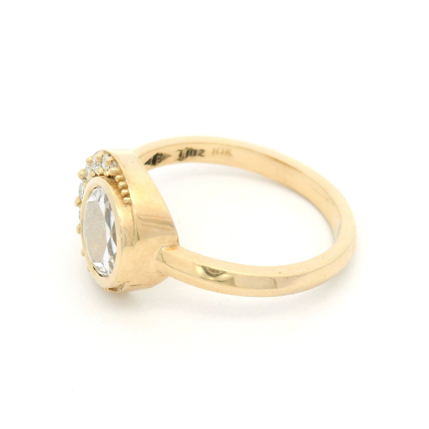 10k Yellow Engagement Ring with 0.87ct Portrait-Cut Moissanite and Accent Moissanites