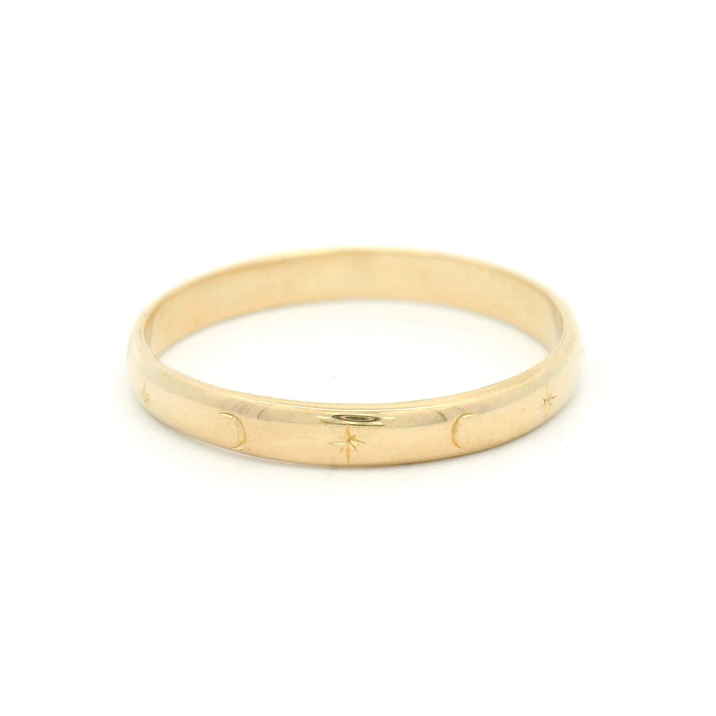 10k Yellow 2.5mm Wide Engraved Celestial Band