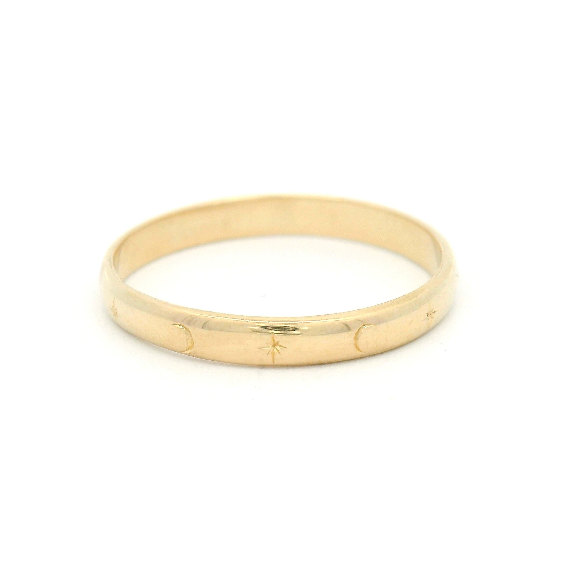10k Yellow 2.5mm Wide Engraved Celestial Band