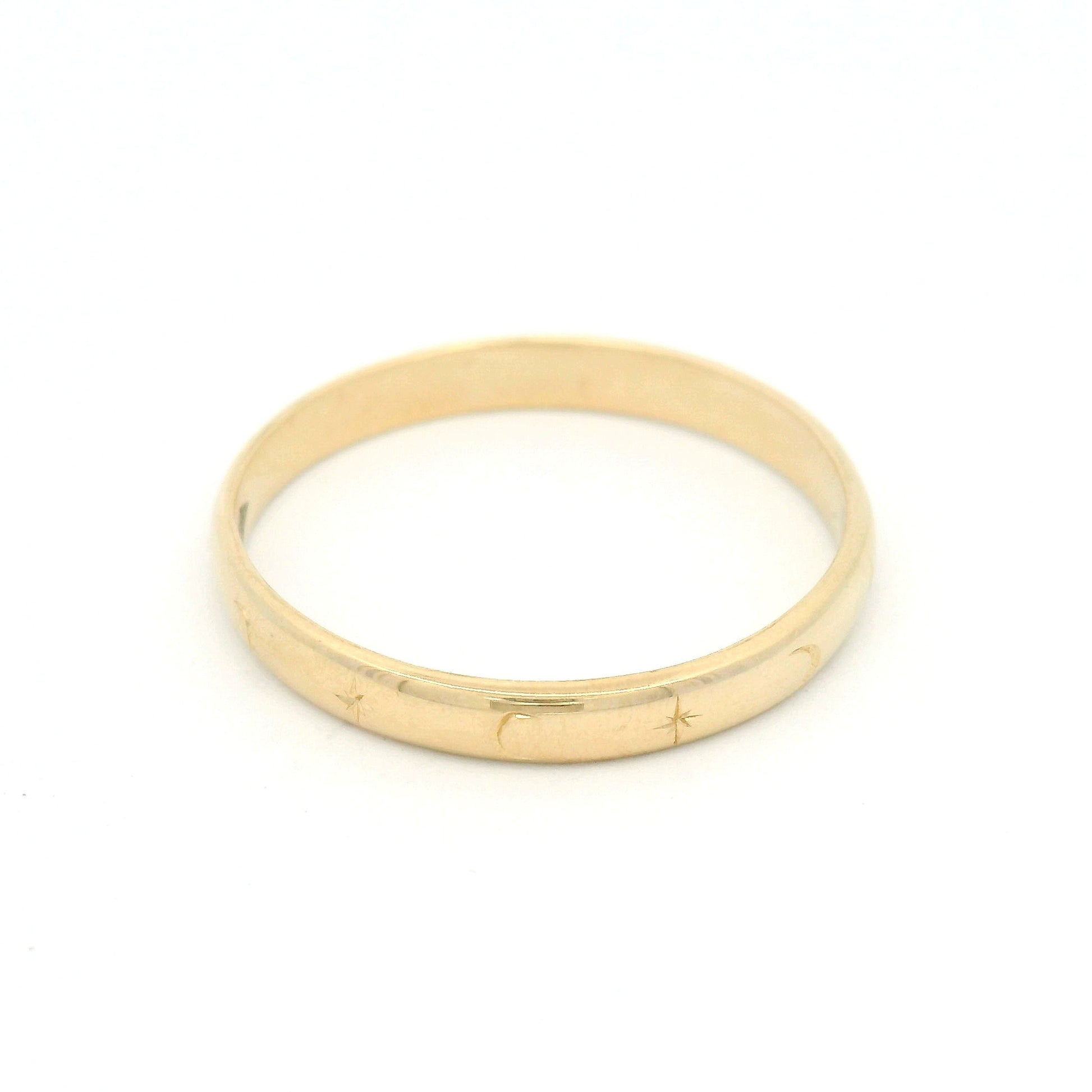 10k Yellow 2.5mm Wide Engraved Celestial Band