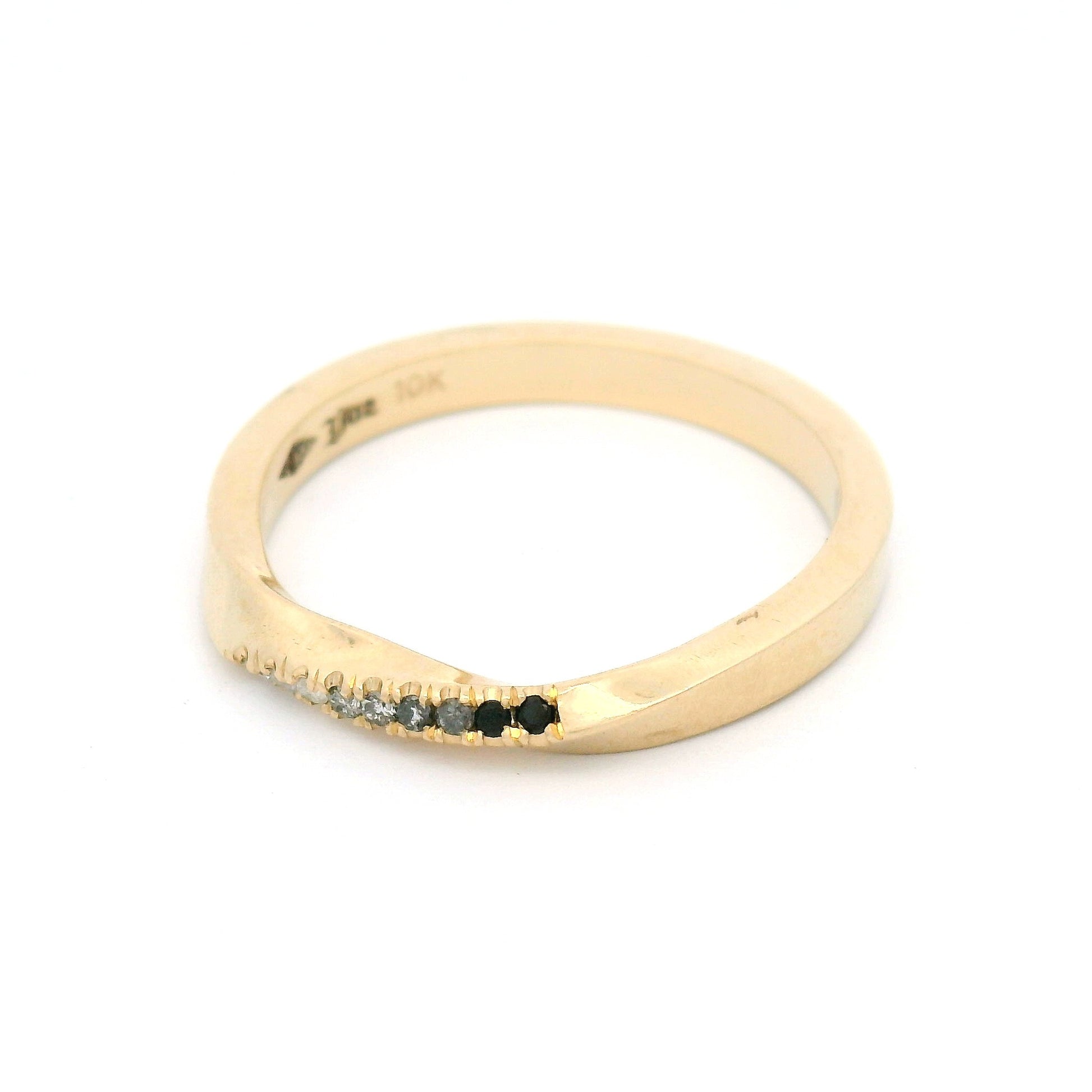 10k Yellow Bead-Set Diamond Ombre Twist Band