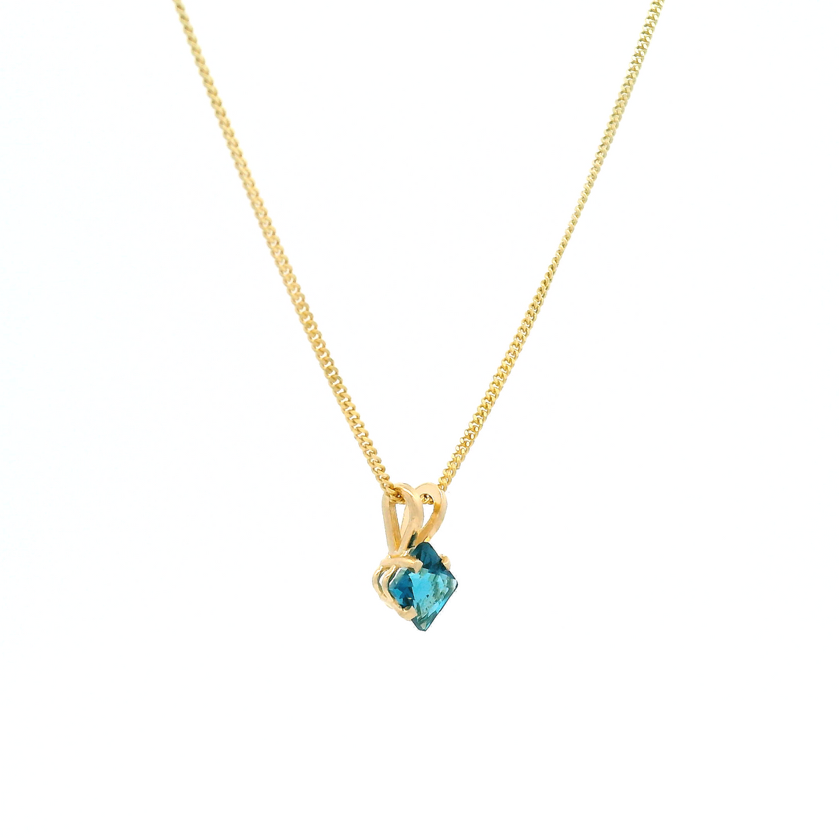 Square-Cut Blue Topaz Pendant Necklace