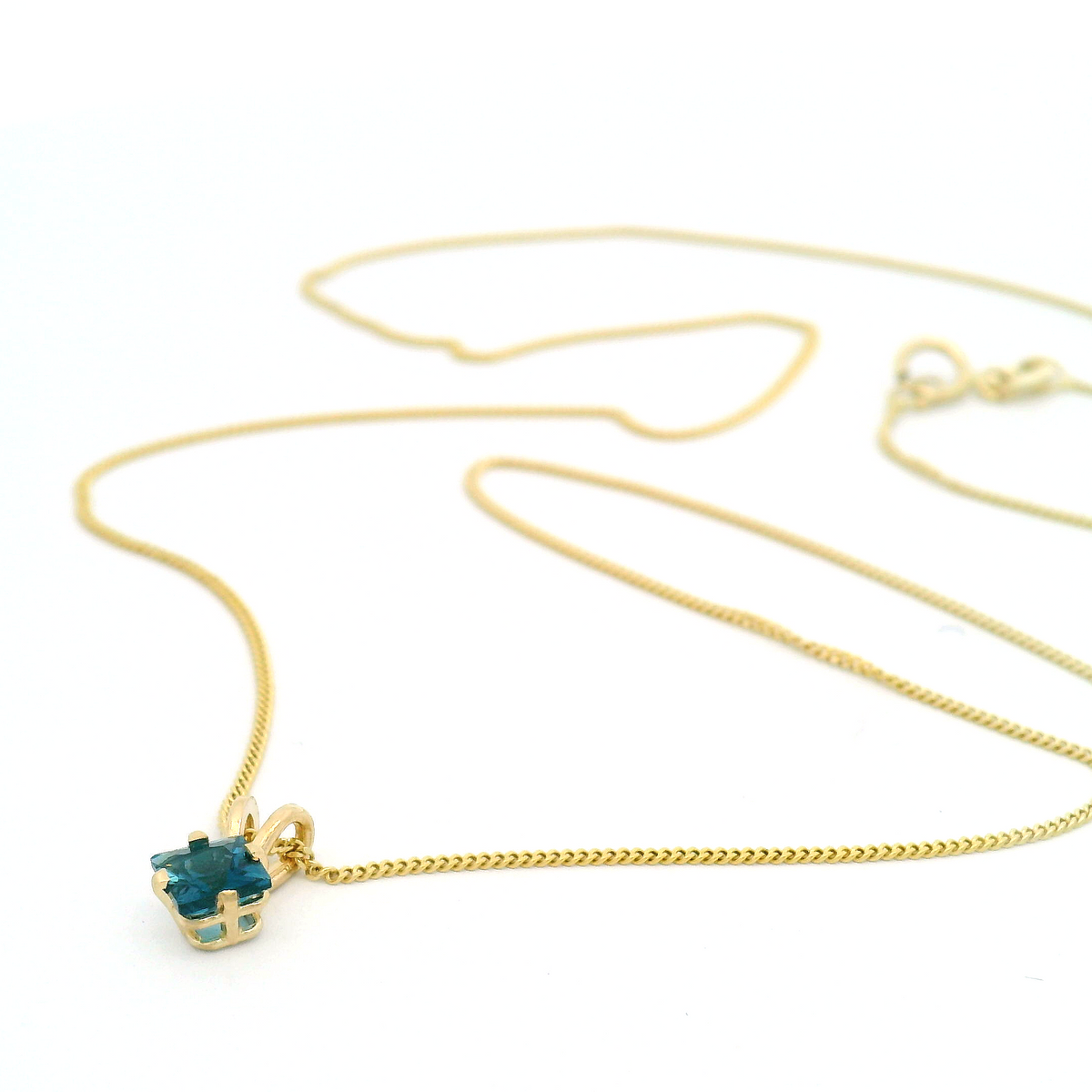 Square-Cut Blue Topaz Pendant Necklace