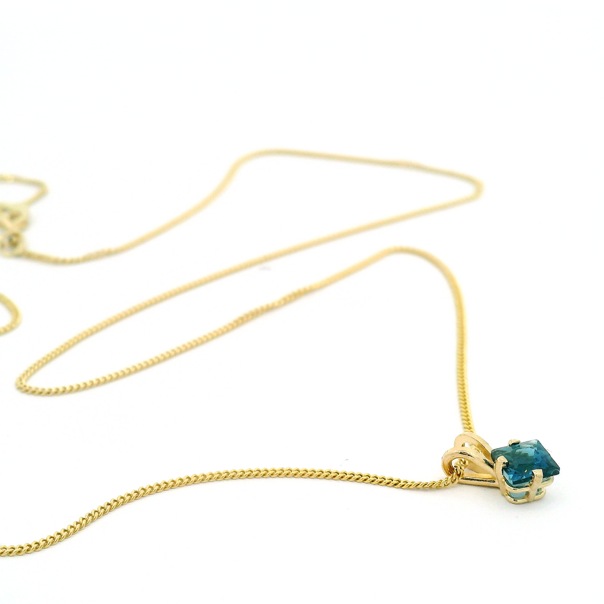 Square-Cut Blue Topaz Pendant Necklace